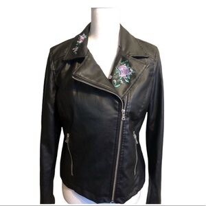 New Look pleather embroidered jacket size M